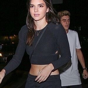 Jonathan Simkhai Ribbed knit Cut Out Long Sleeve Black Crop Top